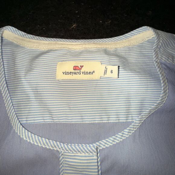 NEW VINEYARD VINES Blue Striped Tank Dress With Waist Tie Sleeveless Cotton Sz 6 - Picture 4 of 8